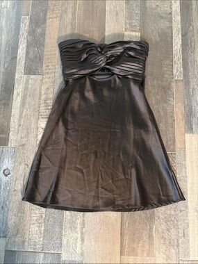 Princess Polly Strapless Black Satin Mini Dress